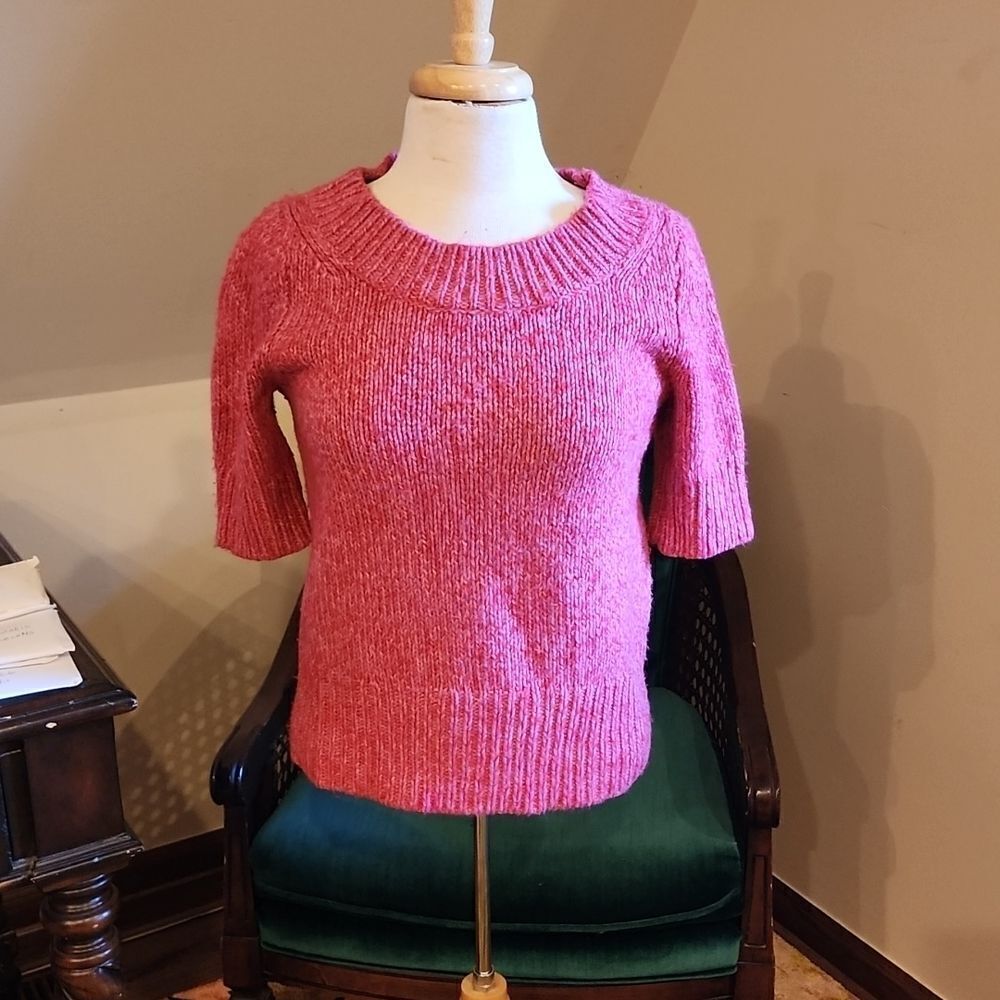 Soft Worthington Pink Knitted 3/4 Sleeve Sweater Medium